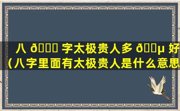 八 🐝 字太极贵人多 🐵 好吗（八字里面有太极贵人是什么意思）